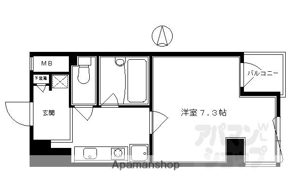 パインフィールド御池(1K/6階)の間取り写真