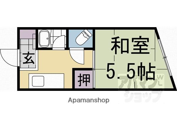 銀閣寺マンション(1K/2階)の間取り写真
