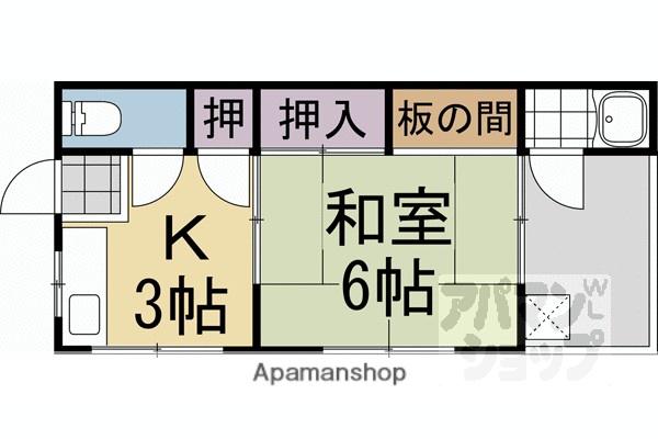 西野荘(1K/2階)の間取り写真