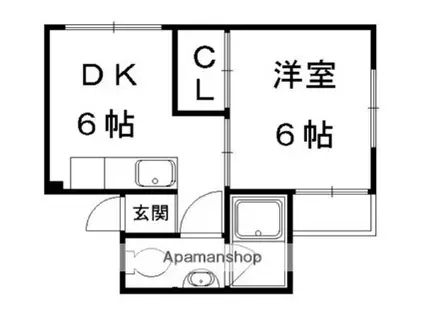 御土居マンション(1DK/4階)の間取り写真