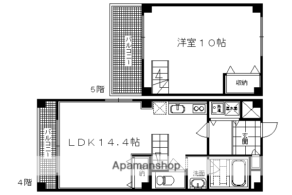 AMARE(1LDK/4階)の間取り写真