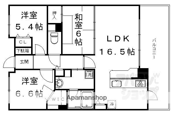 パデシオン丸太町(3LDK/4階)の間取り写真