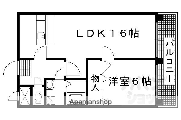京都市烏丸線 北大路駅 徒歩35分 3階建 築38年(1LDK/2階)の間取り写真
