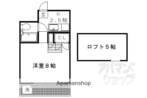 リバーサイド下鴨(1K/1階)の間取り写真