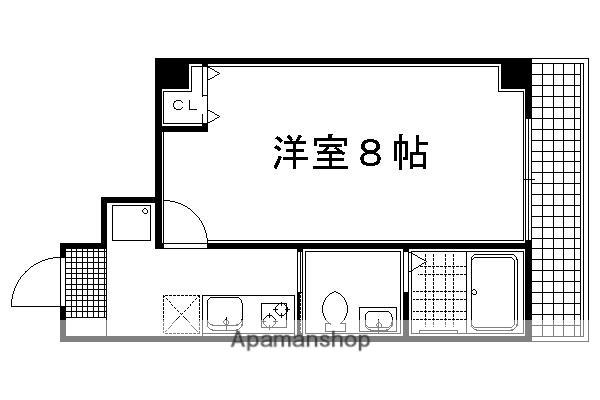 フラッティ今出川天神(1K/2階)の間取り写真
