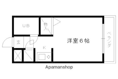 サンリーベ衣笠(1K/2階)の間取り写真