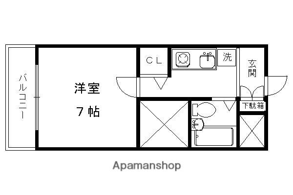 ブレアコート北山(1K/2階)の間取り写真