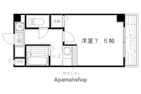 ノーブル北山(1K/3階)の間取り写真