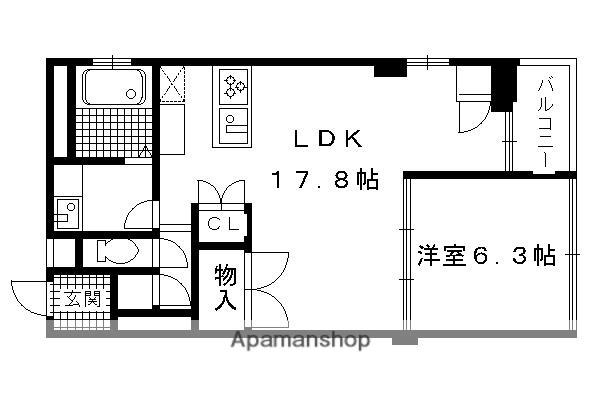 ヴィラスタジオーネ御所南(1LDK/5階)の間取り写真