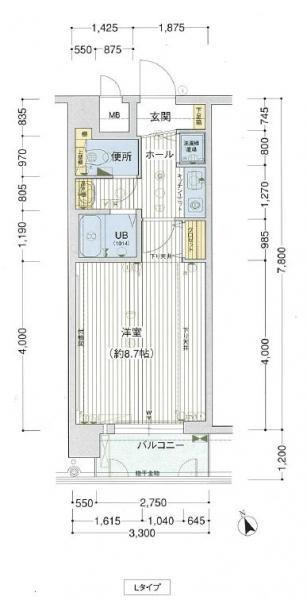 プレサンス京大東(1K/5階)の間取り写真