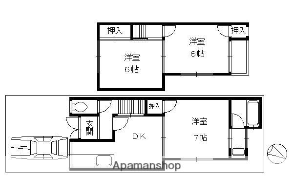 上賀茂中ノ坂町２５ー２０貸家(3DK)の間取り写真