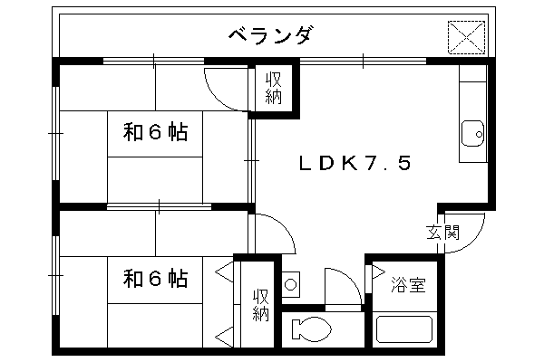 山田マンション新館(2DK/2階)の間取り写真