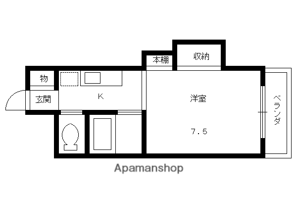 ヴィラ聖護院(1K/3階)の間取り写真