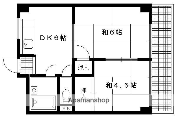 八瀬ロイヤルハイツ(2DK/3階)の間取り写真