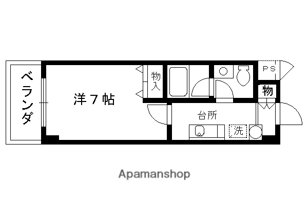 大晋メゾネ下鴨本通(1K/2階)の間取り写真