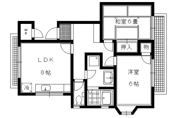 メゾンボナール(2LDK/2階)の間取り写真