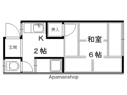 里ノ荘(1K/2階)の間取り写真
