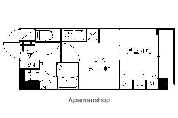 ベラジオ京都一乗寺II(1DK/1階)の間取り写真