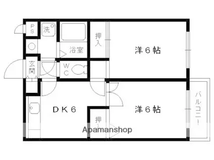 パルティールステージI(2DK/4階)の間取り写真