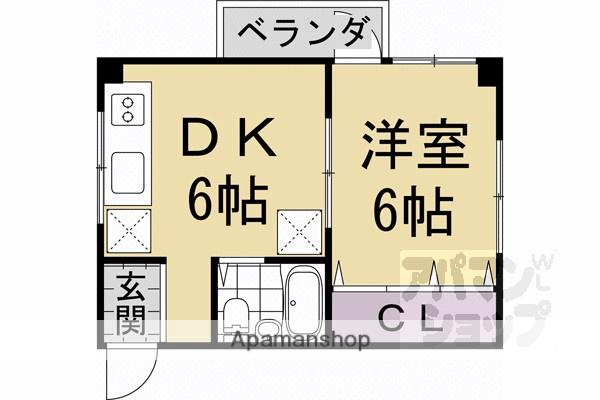 メゾンドぺぺ(1DK/4階)の間取り写真