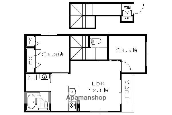 シャーメゾン ノア(2LDK/2階)の間取り写真