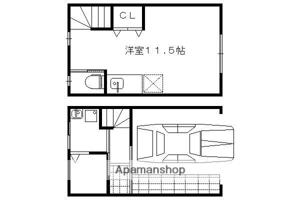 下鴨ゼファー松ヶ崎桜木町(ワンルーム/1階)の間取り写真