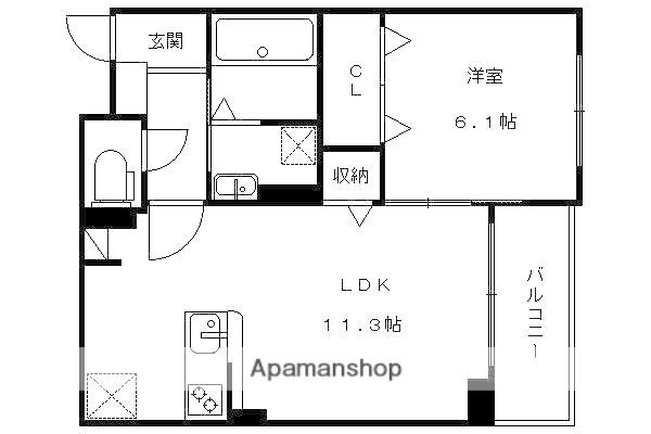 ニューメゾン山冨士(1LDK/2階)の間取り写真