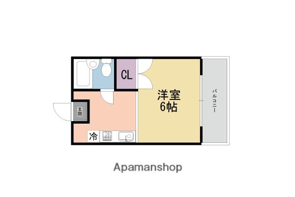 衣笠コーポ梛(1K/2階)の間取り写真