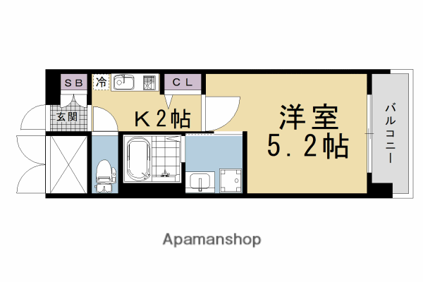 アクアプレイス京大北OX(1K/4階)の間取り写真