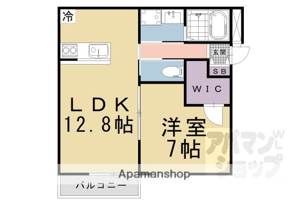 GARNET RESIDENCE 聖護院(1LDK/1階)の間取り写真