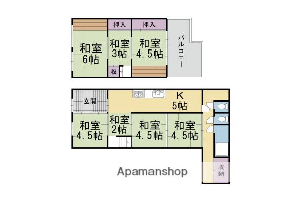 京都市烏丸線 今出川駅 徒歩15分 2階建 築57年(7K)の間取り写真