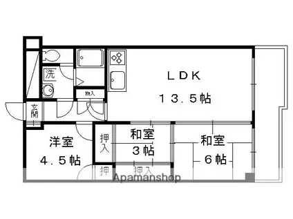 西賀茂ハイツ(3DK/7階)の間取り写真