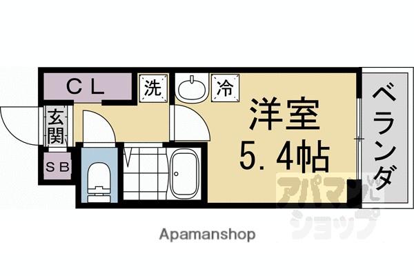 キャンパスヴィレッジ京都衣笠(1K/2階)の間取り写真