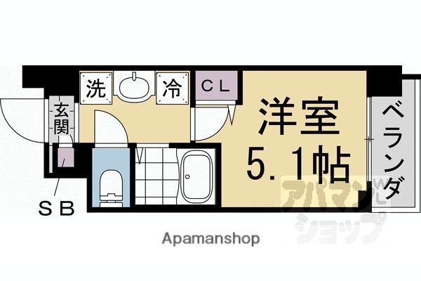 キャンパスヴィレッジ京都衣笠(1K/2階)の間取り写真