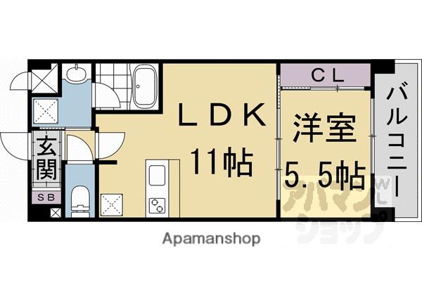 みつまめ京都朱雀(1LDK/2階)の間取り写真