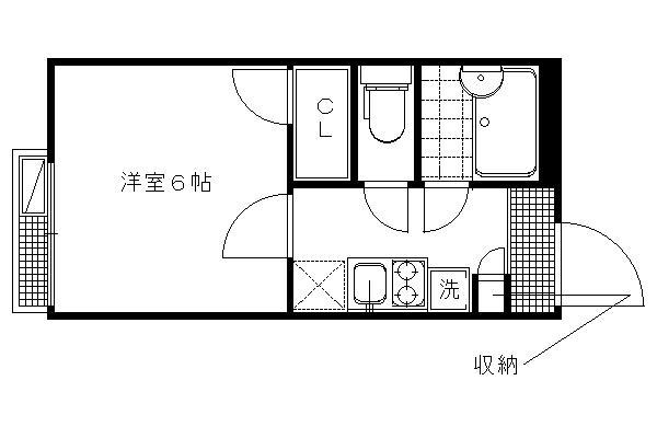 レオパレスドムス花園(1K/1階)の間取り写真
