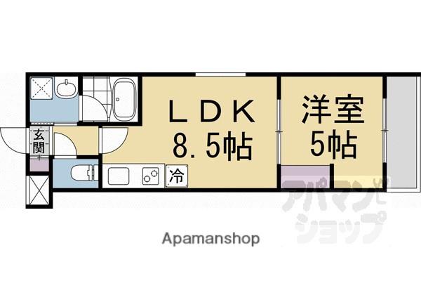 PRESTIGE京都二条(1LDK/2階)の間取り写真