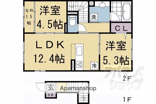 CONTRAIL上賀茂(2LDK/2階)の間取り写真