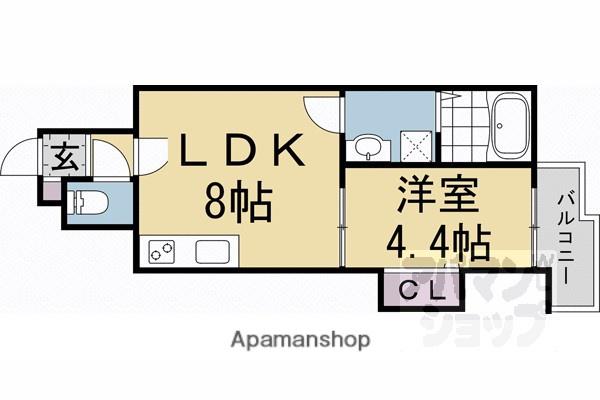 ベレーザ等持院I(1LDK/1階)の間取り写真