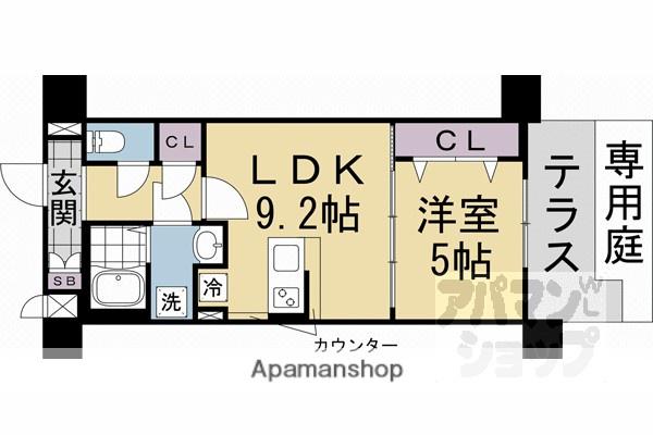 セオリー京都アビテD.C(1LDK/1階)の間取り写真