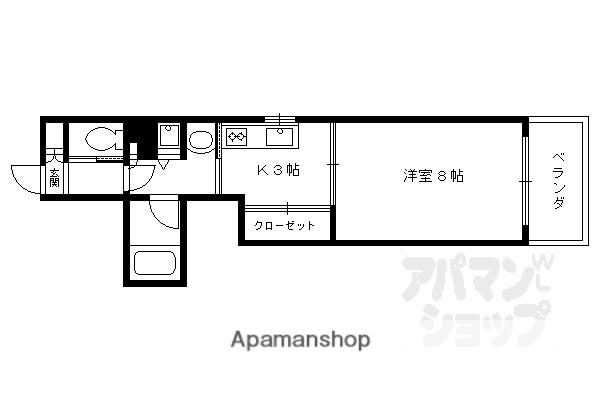 コモド麩屋町三条(1K/2階)の間取り写真