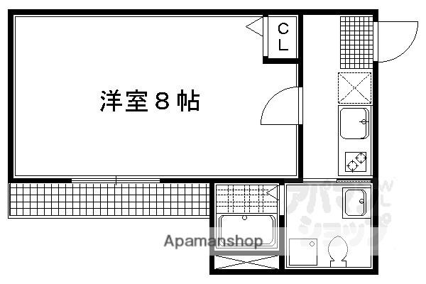 フラッティ下立売(1K/2階)の間取り写真