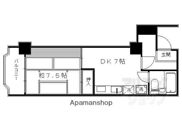 西陣ロイヤルハイツ(1DK/4階)の間取り写真
