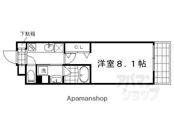 ベラジオ西陣聚楽II(1K/2階)の間取り写真