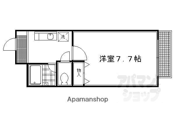 DETOM-1千本智恵光院II(1K/4階)の間取り写真