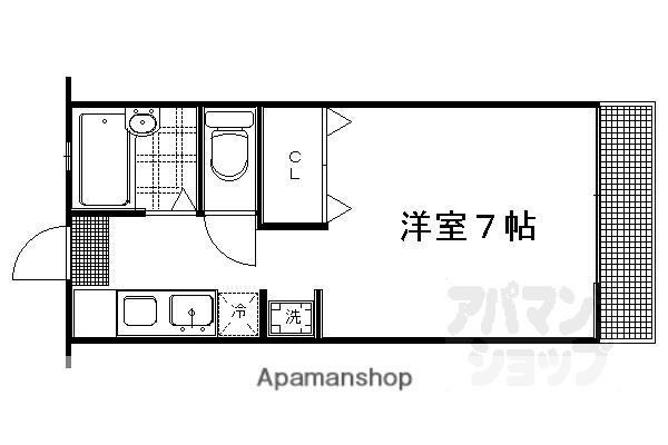 京都市烏丸線 丸太町駅(京都市営) 徒歩5分 2階建 築33年(1K/1階)の間取り写真