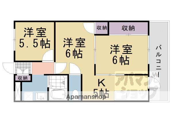 二条麩屋町ビューハイツ(3K/5階)の間取り写真