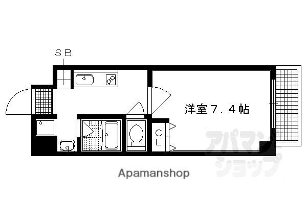 クリスタルグランツ京都御所北(1K/5階)の間取り写真