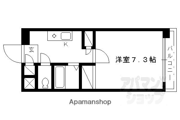 メイプル等持院(1K/1階)の間取り写真