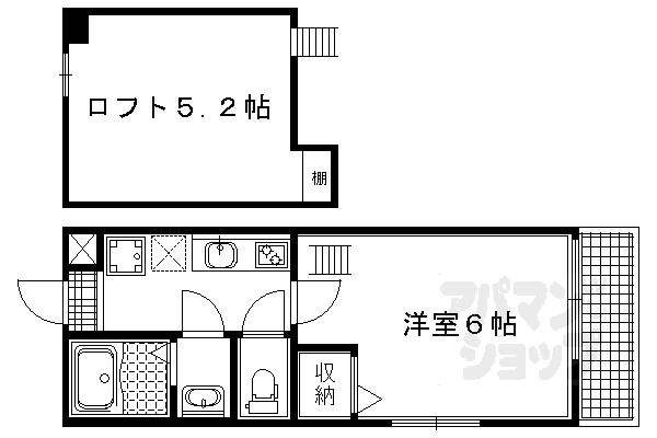 ロフティ智恵光院今出川(1K/1階)の間取り写真